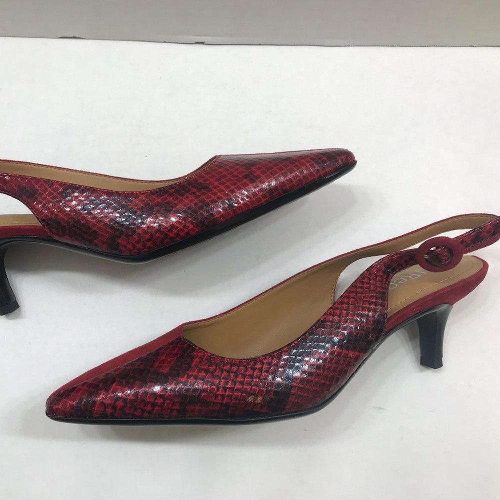 J.Renee’ Snake Print & Suede Fabric Low Pointy Sling Back